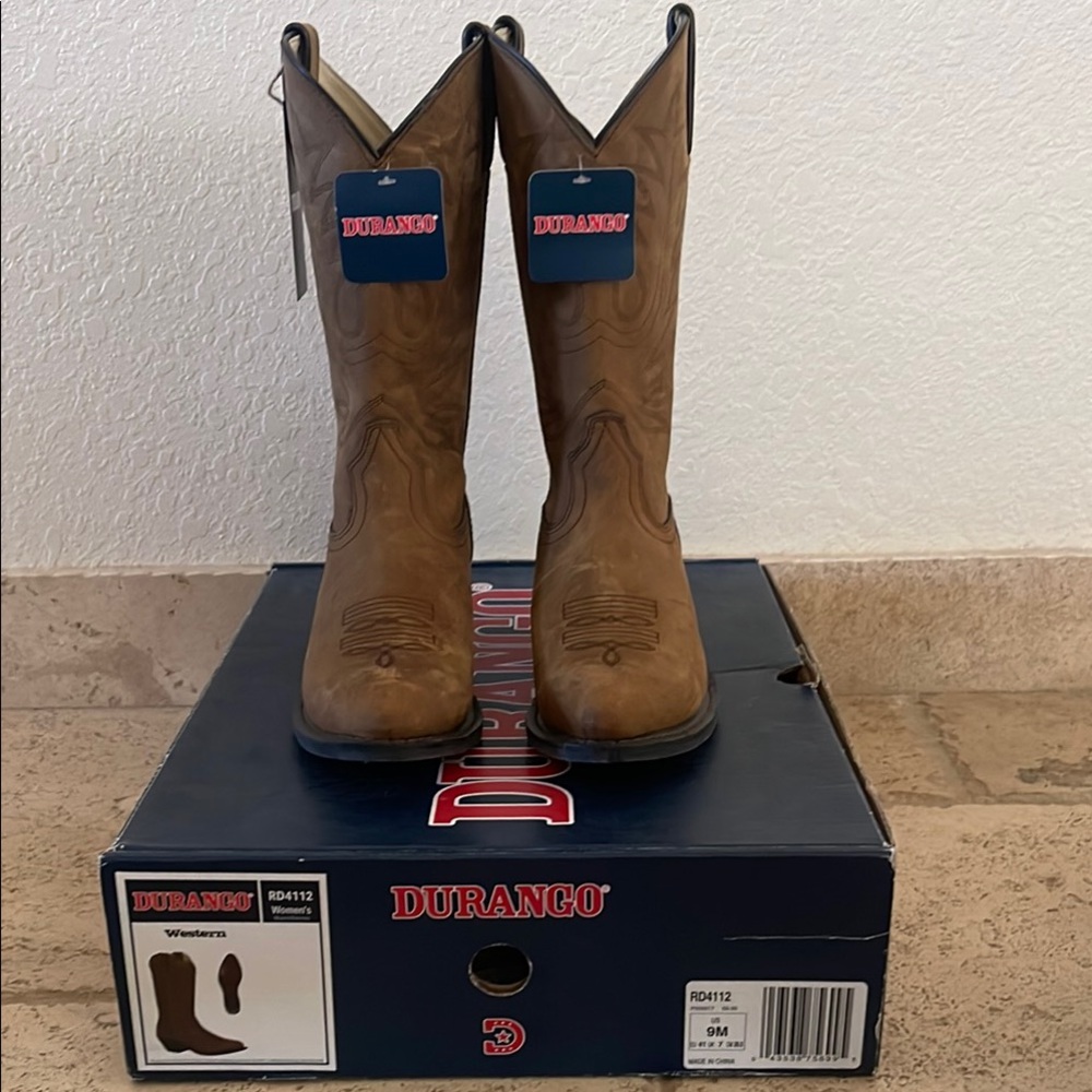 Durango Western Cowboy Boots Size 9M Brown New 2” heel